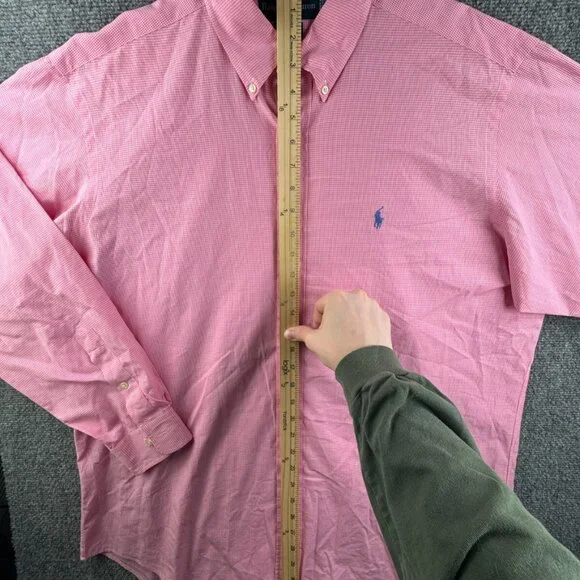 Ralph Lauren Long Sleeve Button Up Shirt Cotton Pink Check Yarmouth 16.5 34/35 - Picture 3 of 12